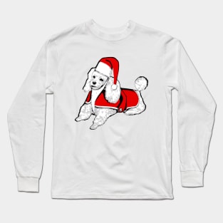 christmas santa claus poodle dog Long Sleeve T-Shirt